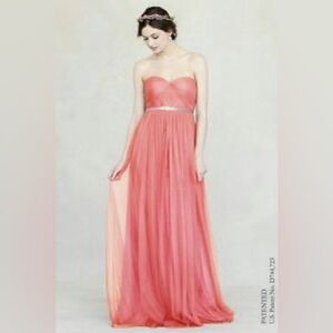Jenny Yoo 'Annabelle' Convertible Tulle Column Dress in Coral Dune
